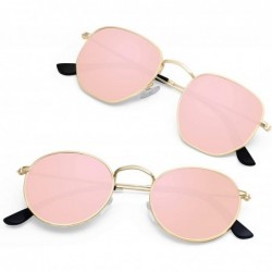 Square Small Round Polarized Sunglasses Women and Men Vintage Hexagon Square Sun glasses UV400 Protection - CE197LUXHHO $17.45