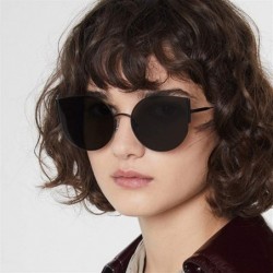 Round Women Cat eye Sunglasses Vintage Mirror Ocean Lens Sun Glasses Female Eyewear UV400 - Black Red Grey - C61902QRL72 $10.20