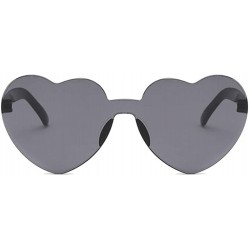 Rimless Cute Sexy Retro Love Heart Rimless Sunglasses Women Luxury Sun Glasses Female Eyewear Candy Color - Double Gray - CY1...