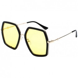 Oversized Men's and Women's Metal Large Frame Sunglasses Unisex Sunglasses 2019 Fashion - Yellow - C418TK970C8 $17.68