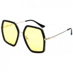 Oversized Men's and Women's Metal Large Frame Sunglasses Unisex Sunglasses 2019 Fashion - Yellow - C418TK970C8 $9.90