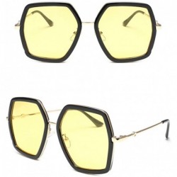 Oversized Men's and Women's Metal Large Frame Sunglasses Unisex Sunglasses 2019 Fashion - Yellow - C418TK970C8 $9.90