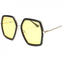 Oversized Men's and Women's Metal Large Frame Sunglasses Unisex Sunglasses 2019 Fashion - Yellow - C418TK970C8 $9.90