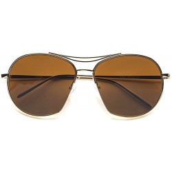 Aviator Retro Flat Lens Aviator Sunglasses P4106 - Gold - C818270ZC75 $12.69