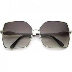 Square Womens Oversize Metal Frame Gradient Lens Square Sunglasses 65mm - Silver / Lavender - CP12H0L9KEZ $21.41