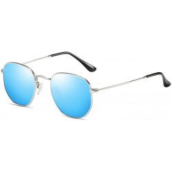 Round Sunglasses Polarized Antiglare Anti ultraviolet Travelling - Blue - C818WLGHEL0 $18.76