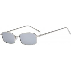 Rectangular Men UV400 Rectangle Retro Vintage Sunglasses Women Fashion Glasses Eyeglasses - Silver - CD18C9NE6UD $15.17