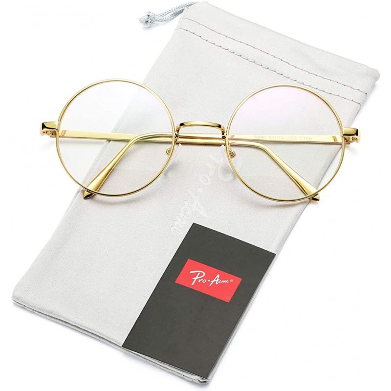 Rimless Retro Round Metal Frame Clear Lens Glasses Non-Prescription - Gold Frame/Clear Lens - CO18XXNZIL4 $9.50