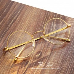 Rimless Retro Round Metal Frame Clear Lens Glasses Non-Prescription - Gold Frame/Clear Lens - CO18XXNZIL4 $9.50