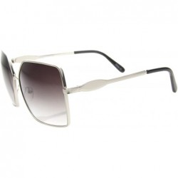 Square Womens Oversize Metal Frame Gradient Lens Square Sunglasses 65mm - Silver / Lavender - CP12H0L9KEZ $14.37