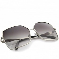 Square Womens Oversize Metal Frame Gradient Lens Square Sunglasses 65mm - Silver / Lavender - CP12H0L9KEZ $14.37
