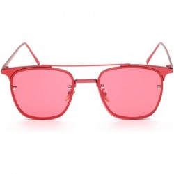 Aviator Flat Top Metal Square Sunglasses Glasses 54mm - Red - CB12L8B8JEF $26.10