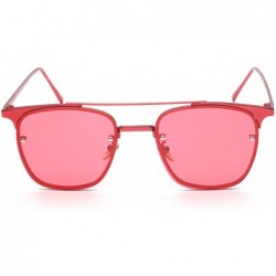Aviator Flat Top Metal Square Sunglasses Glasses 54mm - Red - CB12L8B8JEF $17.40