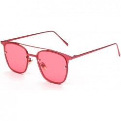 Aviator Flat Top Metal Square Sunglasses Glasses 54mm - Red - CB12L8B8JEF $17.40