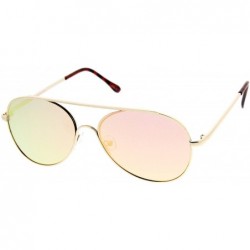 Aviator Classic Brow Bar Semi-Rimless Colored Mirror Lens Aviator Sunglasses 57mm - Gold / Pink Mirror - CP12LZRTM2P $12.69