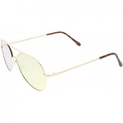 Aviator Classic Brow Bar Semi-Rimless Colored Mirror Lens Aviator Sunglasses 57mm - Gold / Pink Mirror - CP12LZRTM2P $12.69