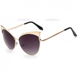 Oversized Sexy Cateye Women Sunglasses Oversized Metal Frame Flat Mirrored Lens - G - CS184RO55LD $6.90