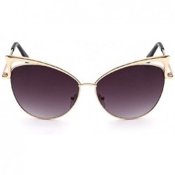 Oversized Sexy Cateye Women Sunglasses Oversized Metal Frame Flat Mirrored Lens - G - CS184RO55LD $6.90