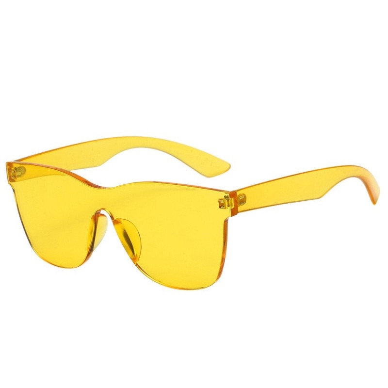 Aviator Sunglasses-Heart-shaped Shades Sunglasses Integrated UV Candy Colored Glasses for Women (Yellow) - Yellow - CA196CAGM...