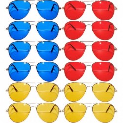 Aviator 12 Pairs Aviator Style Sunglasses Metal Gold - Silver - Black Frame Colored Mirror Lens OWL. - C4184TCEGAY $46.46
