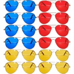 Aviator 12 Pairs Aviator Style Sunglasses Metal Gold - Silver - Black Frame Colored Mirror Lens OWL. - C4184TCEGAY $22.91