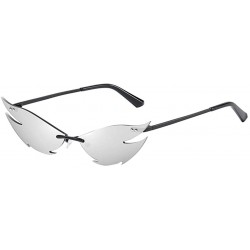 Wrap Sunglasses for Women and Men - Cat Eyewear Retro UV Protection Rimless Sun Glasses - Silver - CT190E5CD5E $19.15