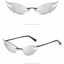 Wrap Sunglasses for Women and Men - Cat Eyewear Retro UV Protection Rimless Sun Glasses - Silver - CT190E5CD5E $21.67