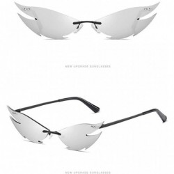 Wrap Sunglasses for Women and Men - Cat Eyewear Retro UV Protection Rimless Sun Glasses - Silver - CT190E5CD5E $9.32