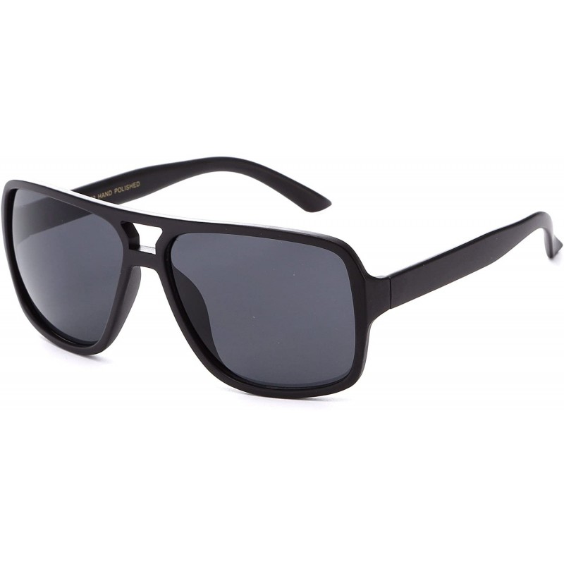 Oval "Pilote" Round Pilot Style Fashion Sunglasses with UV 400 Protection - Matte Black - CZ12N41391G $10.04