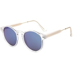 Round Blenders Sunglasses Polarized Sunglasses - Rimless Mirrored Lens Sunglasses JH9004 - Transparent Blue Film - C4189U57QN...