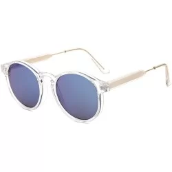 Round Blenders Sunglasses Polarized Sunglasses - Rimless Mirrored Lens Sunglasses JH9004 - Transparent Blue Film - C4189U57QN...