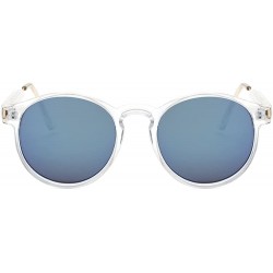 Round Blenders Sunglasses Polarized Sunglasses - Rimless Mirrored Lens Sunglasses JH9004 - Transparent Blue Film - C4189U57QN...