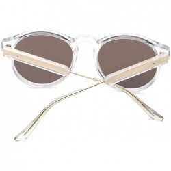 Round Blenders Sunglasses Polarized Sunglasses - Rimless Mirrored Lens Sunglasses JH9004 - Transparent Blue Film - C4189U57QN...