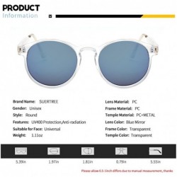 Round Blenders Sunglasses Polarized Sunglasses - Rimless Mirrored Lens Sunglasses JH9004 - Transparent Blue Film - C4189U57QN...