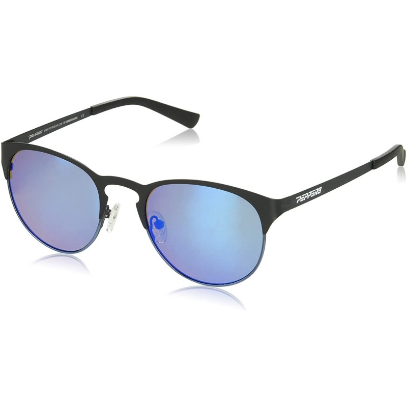 Round Exeter Round Sunglasses - Matte Black Over Antique Blue - CT18Q76X7CD $40.52