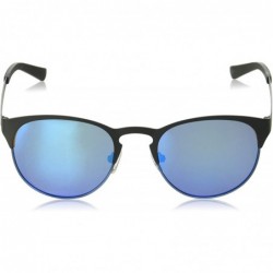 Round Exeter Round Sunglasses - Matte Black Over Antique Blue - CT18Q76X7CD $40.52
