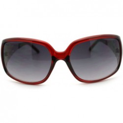 Rectangular Womens Diva Jewel Temple Thick Plastic Warp Large Fashion Sunglasses - Red - CJ11PWJEXE5 $9.20