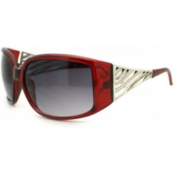 Rectangular Womens Diva Jewel Temple Thick Plastic Warp Large Fashion Sunglasses - Red - CJ11PWJEXE5 $9.20