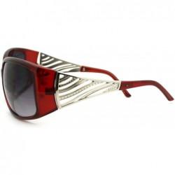 Rectangular Womens Diva Jewel Temple Thick Plastic Warp Large Fashion Sunglasses - Red - CJ11PWJEXE5 $9.20