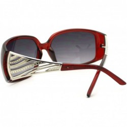 Rectangular Womens Diva Jewel Temple Thick Plastic Warp Large Fashion Sunglasses - Red - CJ11PWJEXE5 $9.20