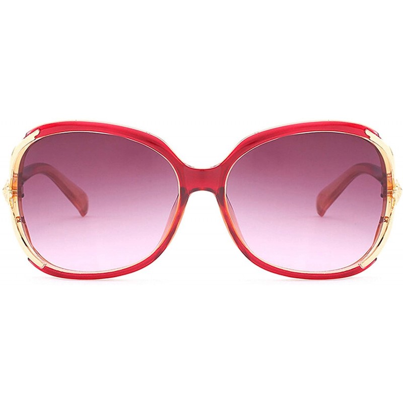 Oversized Retro Classic Flower Sunglasses for Women metal AC UV 400 Protection Sunglasses - Wine Red - CQ18SARC70K $16.58