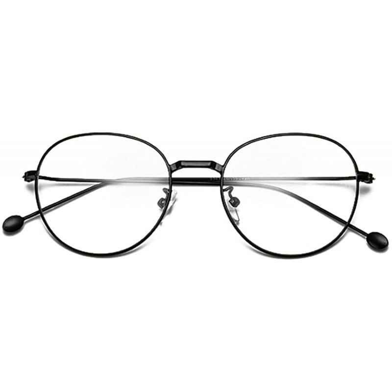 Round Man woman Nearsighted Glasses Retro Myopia Round Metal Glasses Frame - Black - C118GI8CZLX $22.79
