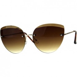 Rimless Womens Rimless Oversize Butterfly Designer Diva Sunglasses - Brown - CR18CIA08N3 $14.66