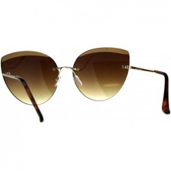 Rimless Womens Rimless Oversize Butterfly Designer Diva Sunglasses - Brown - CR18CIA08N3 $14.66