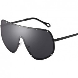 Shield Polarized Futuristic Cyclops Monoblock Oversize Shield Visor Shield Mirrored Sunglasses - Black - C818ODSGQ56 $25.29