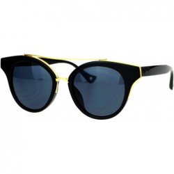 Wayfarer Vintage Futurism Horn Rim Double Bridge Sunglasses - Black Gold - CX12EFCQAJT $13.20