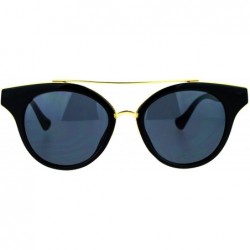 Wayfarer Vintage Futurism Horn Rim Double Bridge Sunglasses - Black Gold - CX12EFCQAJT $13.20