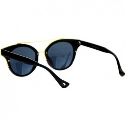 Wayfarer Vintage Futurism Horn Rim Double Bridge Sunglasses - Black Gold - CX12EFCQAJT $13.20