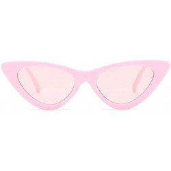 Cat Eye Women Girls Summer UV Protection Cat Eyes Sunglasses Mirrored Flat Lenses Eyeglasses - Pink - C018RKX35UD $18.32
