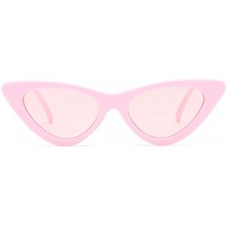 Cat Eye Women Girls Summer UV Protection Cat Eyes Sunglasses Mirrored Flat Lenses Eyeglasses - Pink - C018RKX35UD $10.13